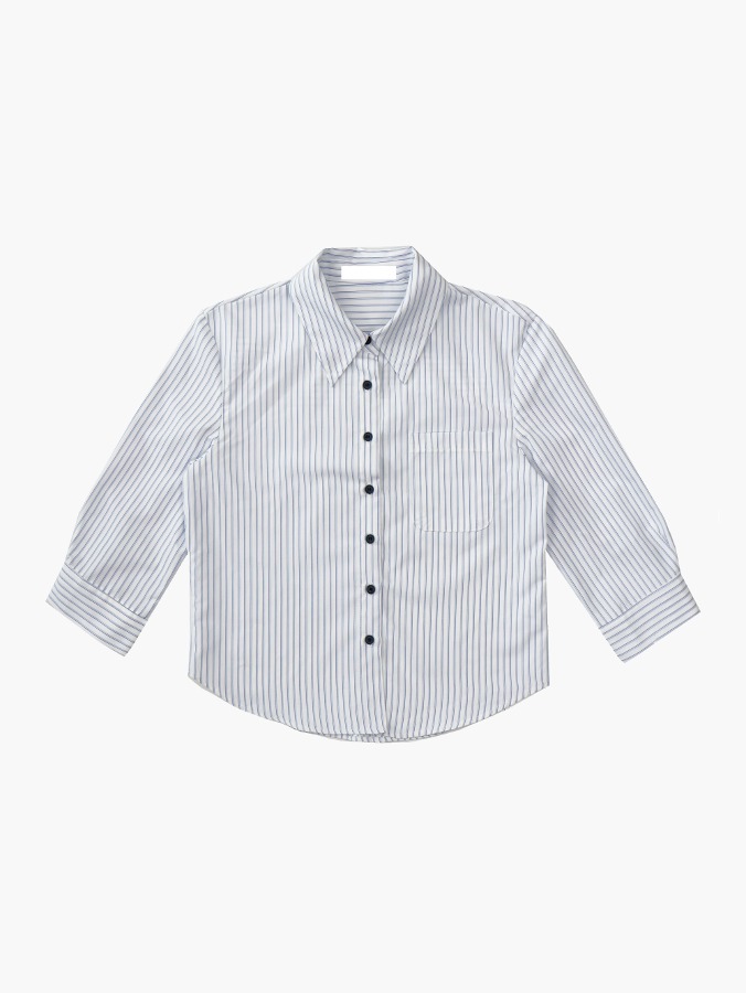 stripe three-quarter sleeve shirt